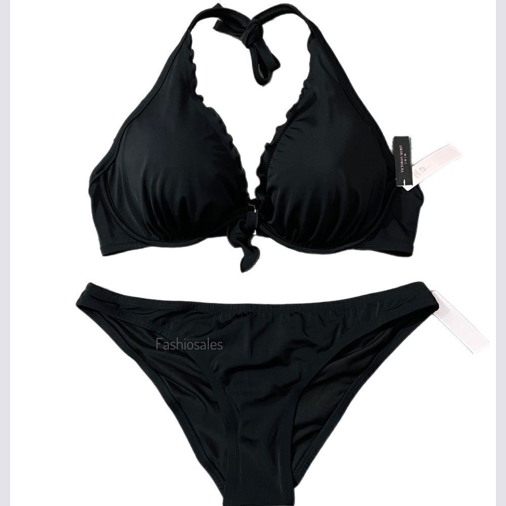 Victorias Secret Swim Capri Ruffle Bikini top Removable Push Up & Bottom Set